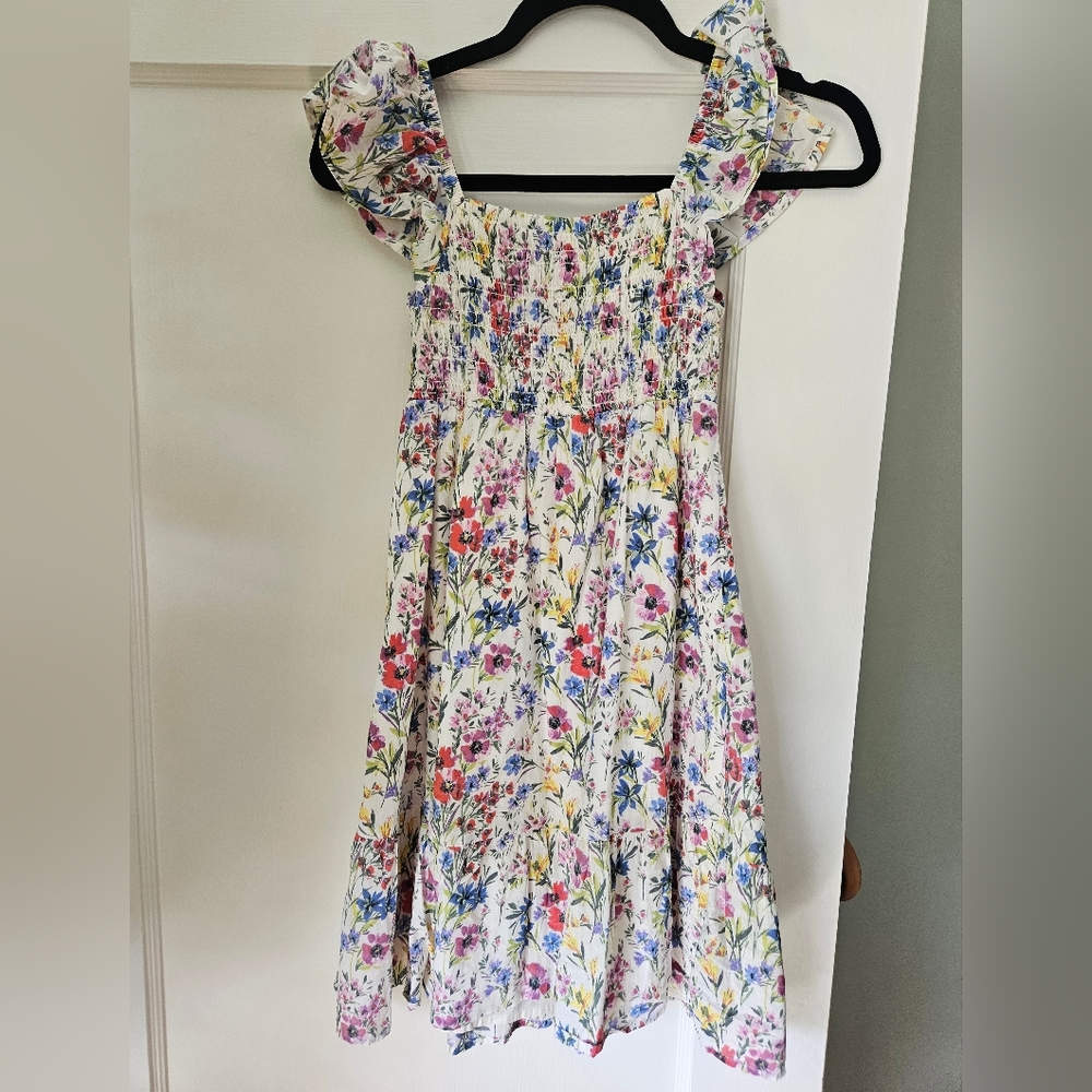 GAP Kids Floral Flutter Sleeve Smocked Dress Sz M